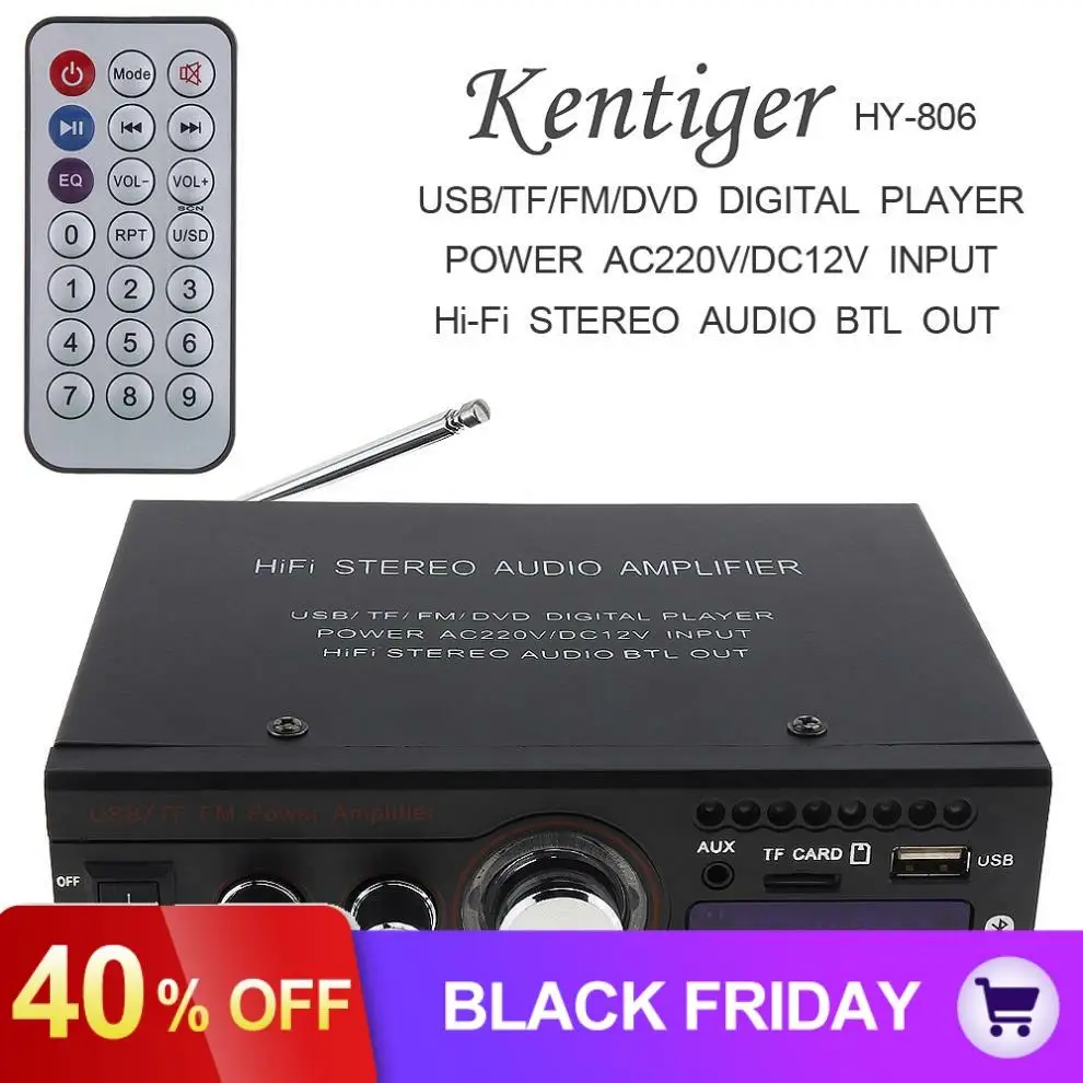 DC12V AC 220 В 110 в Bluetooth Авто Стерео усилитель мощности 2CH HiFi Цифровой аудио плеер Поддержка USB SD FM Радио DVD