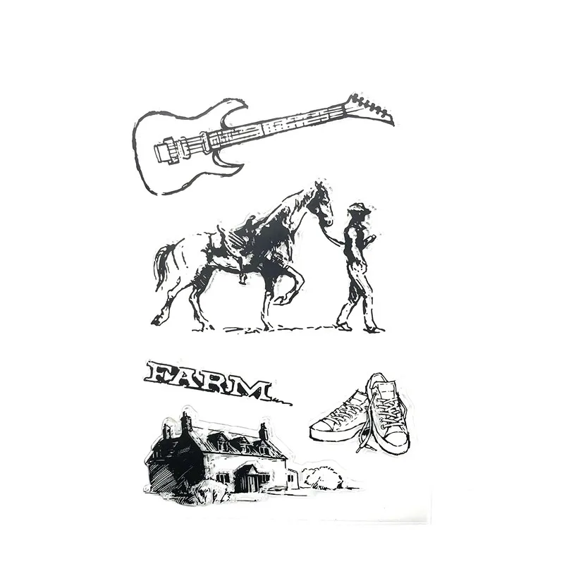 Новинка 2021 прозрачный штамп дома знаки мира обувь домик для гитары животные