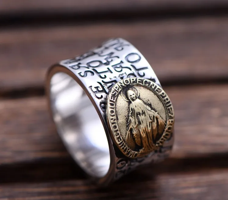 100% 925 пробы серебряные ювелирные изделия Золотое мужское кольцо Девы Марии