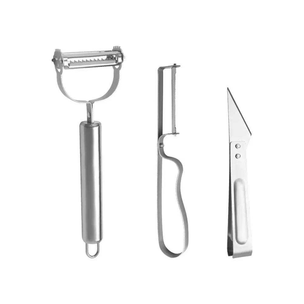 

Stainless Steel Peeling Kn-ife Three-piece Duck Feather Clip Scraper Potato Peeling Melon Fruit Grater Household Kitchen Tool