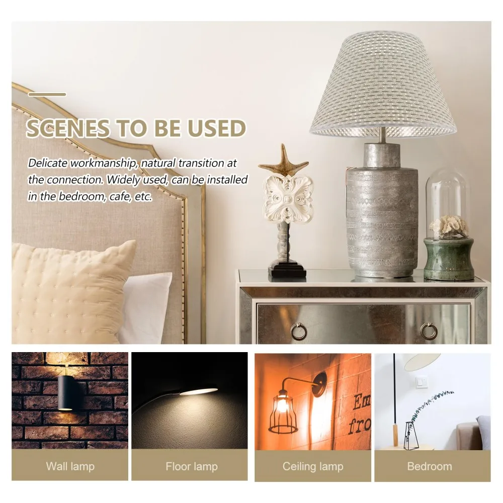 

1Pc Simple Lampshade Decorative Imitation Woven Lamp Shade Light Accessory Beige