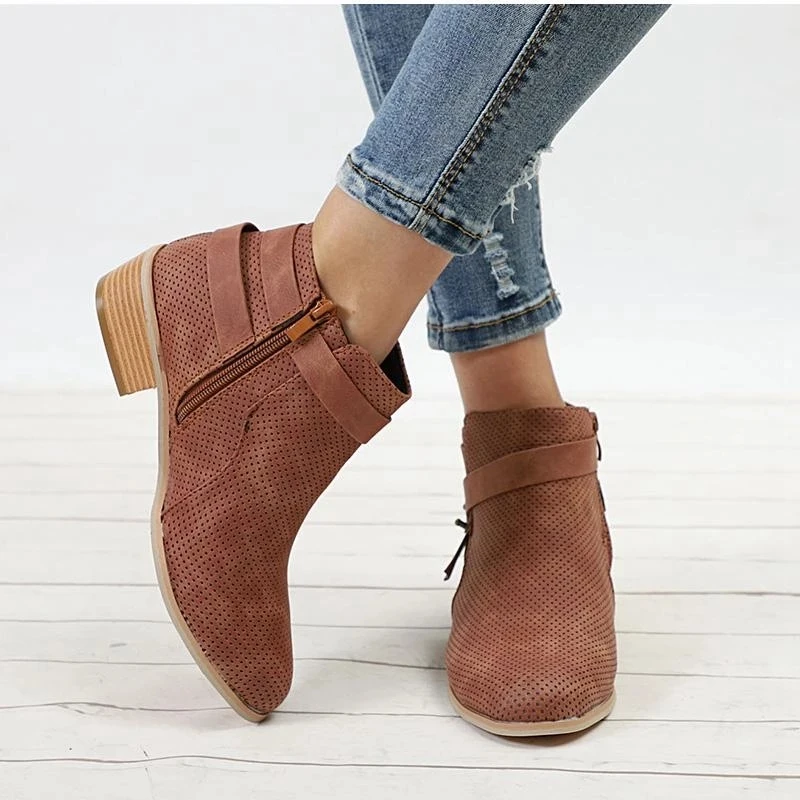 MoneRffi/2019 г. осенние модные женские ботинки из замши на Высоком толстом каблуке