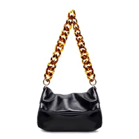 ellovado luxury thick chains shoulder bag women pu leather bag messenger handbag fashion designer lady black clutch bag bolso
