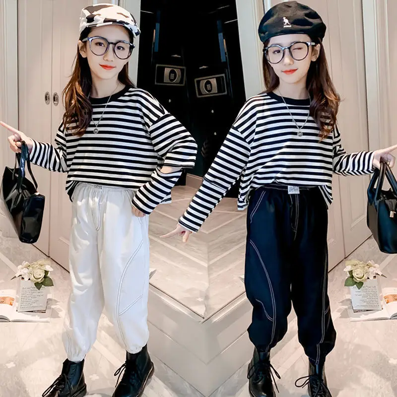 

Kids Sport Clothes Set Casual Sports Teen Girls Tracksuits Spring Coat + Pants 2pcs Children Clothing Suits 6 8 10 12 13 14 Year