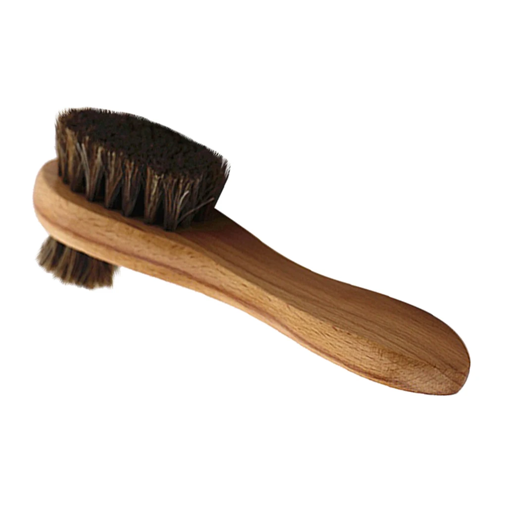

Natural Horse Hair Shoe Shine Buffing Brush Wood Handle Boots Shine Buffing