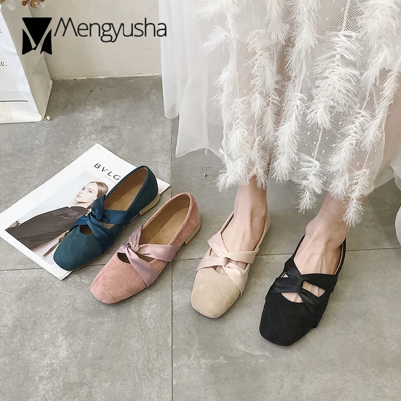 Плотные замшевые лоферы карамельных цветов корейские Мокасины с квадратным