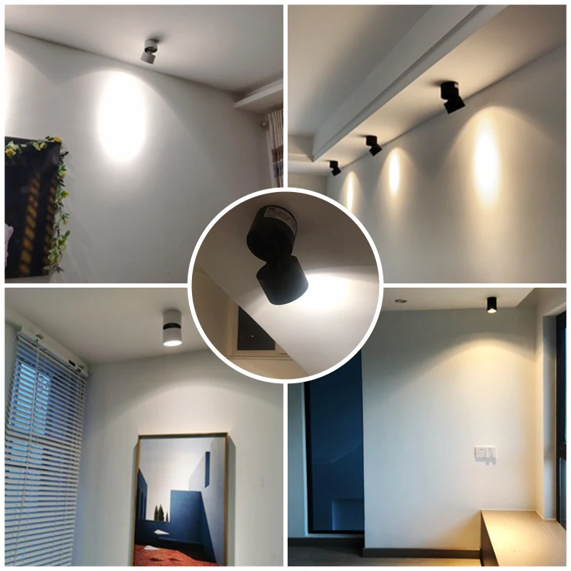 

LED Ceiling Spots Light Fixture Surface Mounted 5/10/15/25W Track Lighting Rail Spotlight Indoor Home Living Room Downlight 220V