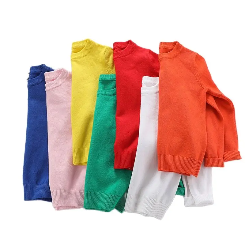 

Pure Color Baby Girl Wool Sweater 2020 Knitted Shirt Spring Autumn Outfit Toddler Boy Clothes College Style Kids Cotton Pullover