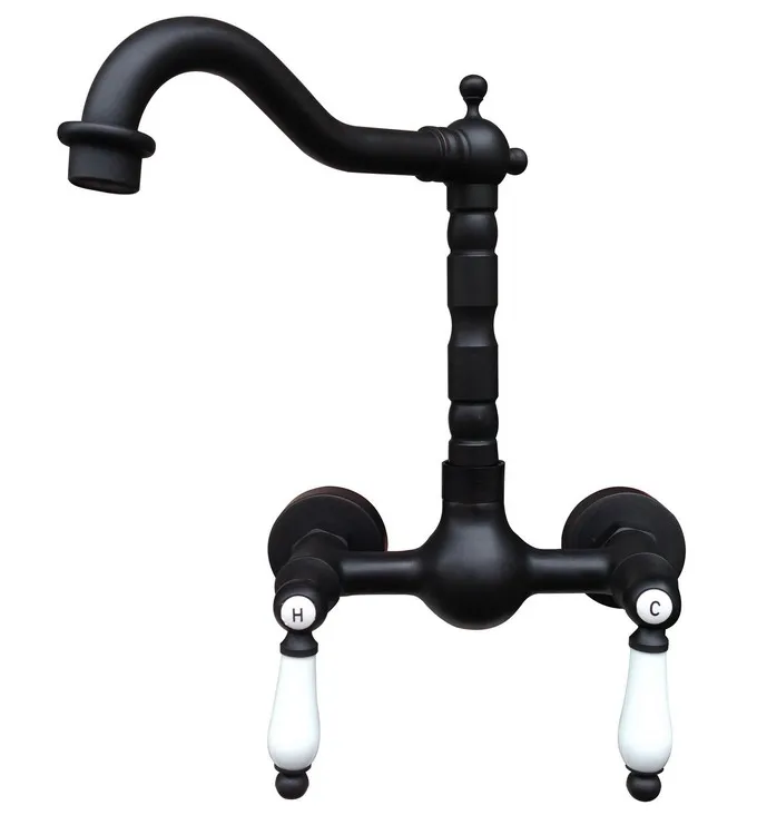 Черный Масло Втирают Латунь ванная комната кухонная раковина смеситель кран