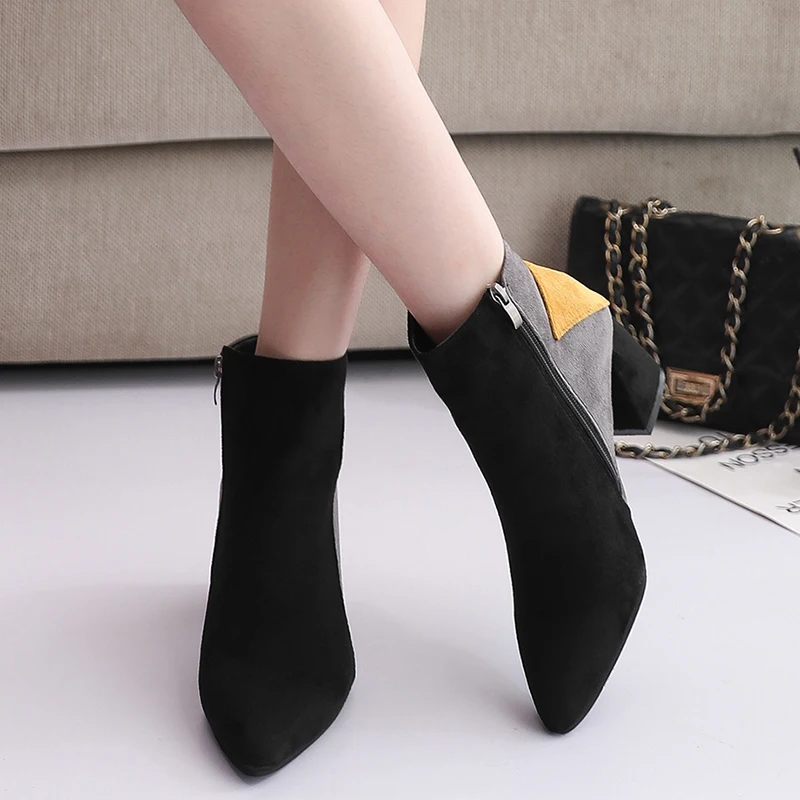 Новые зимние сапоги из искусственной замши Женские модные разноцветные