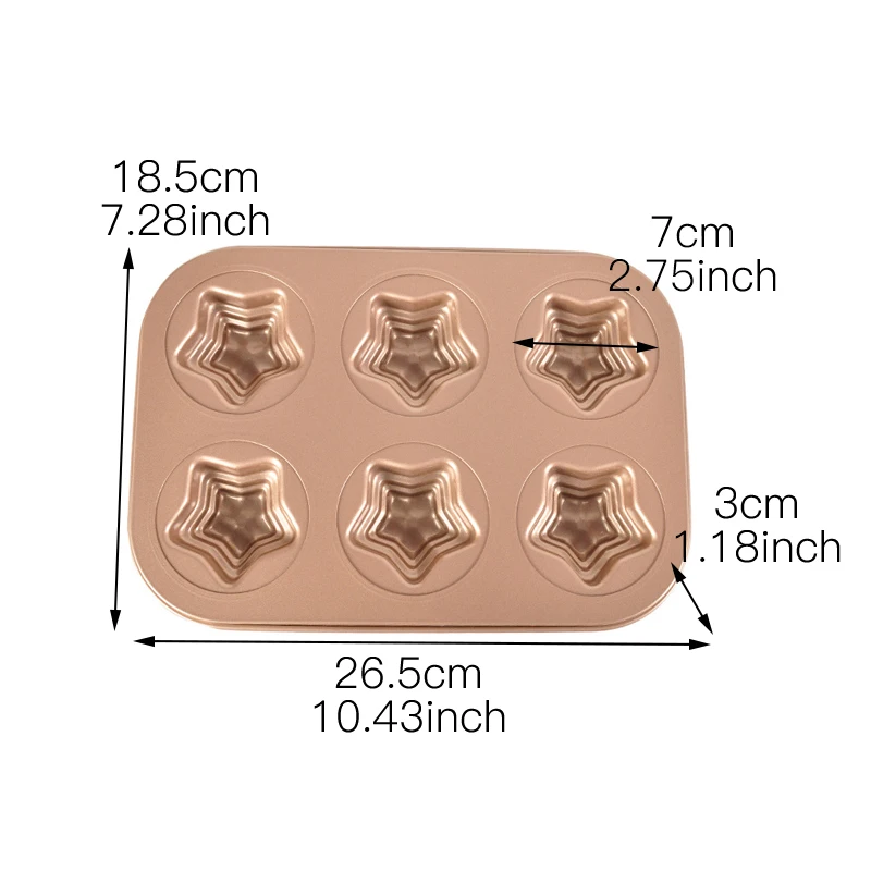 Новинка 2019 форма для выпечки антипригарная 6 стаканов пятиугольная в форме