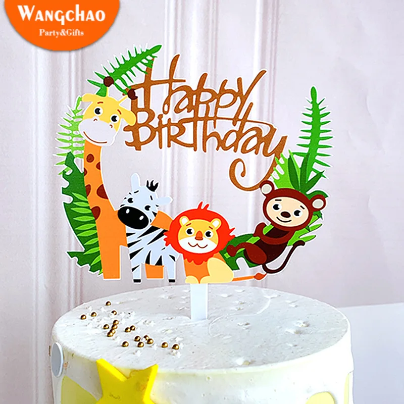 

Creative Cute Cartoon Acrylic Cake Card Happy Birthday Small Animal Birthday Cake Decoration Cake Decorating Supplies