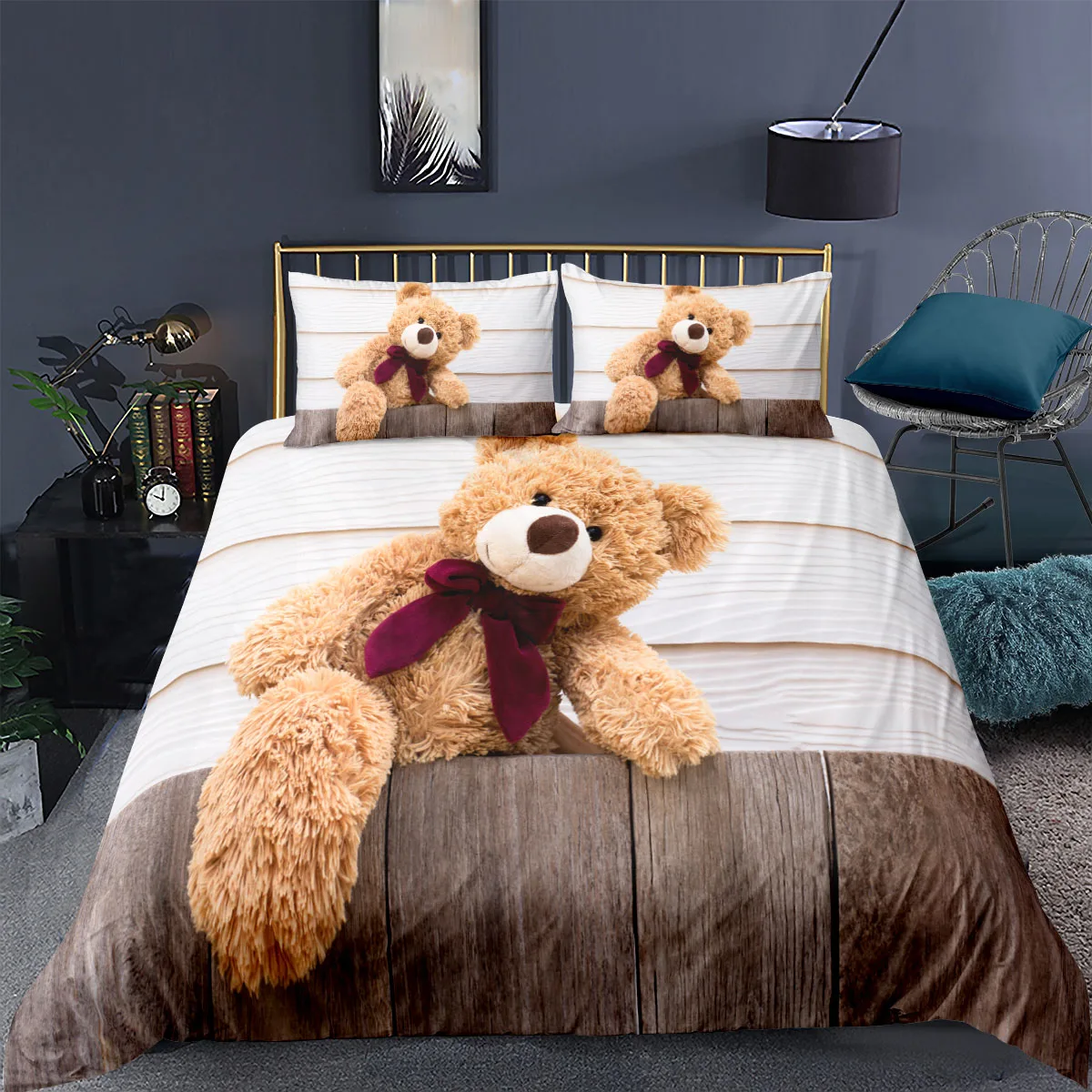 

Комплект постельного белья с мультяшными медведями, милые одеяла, наволочки и наволочки, 220x24, 0 размеров, простое постельное белье для детей,...