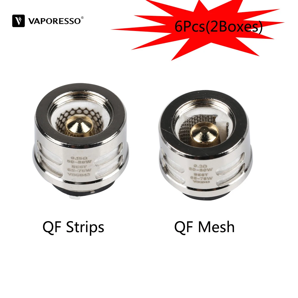 6 шт. оригинальная спираль vaporesso 0.2ohm QF сетка 0.15ohm QF полоски головка для электронной сигареты для SKRR распылитель электронная сигарета