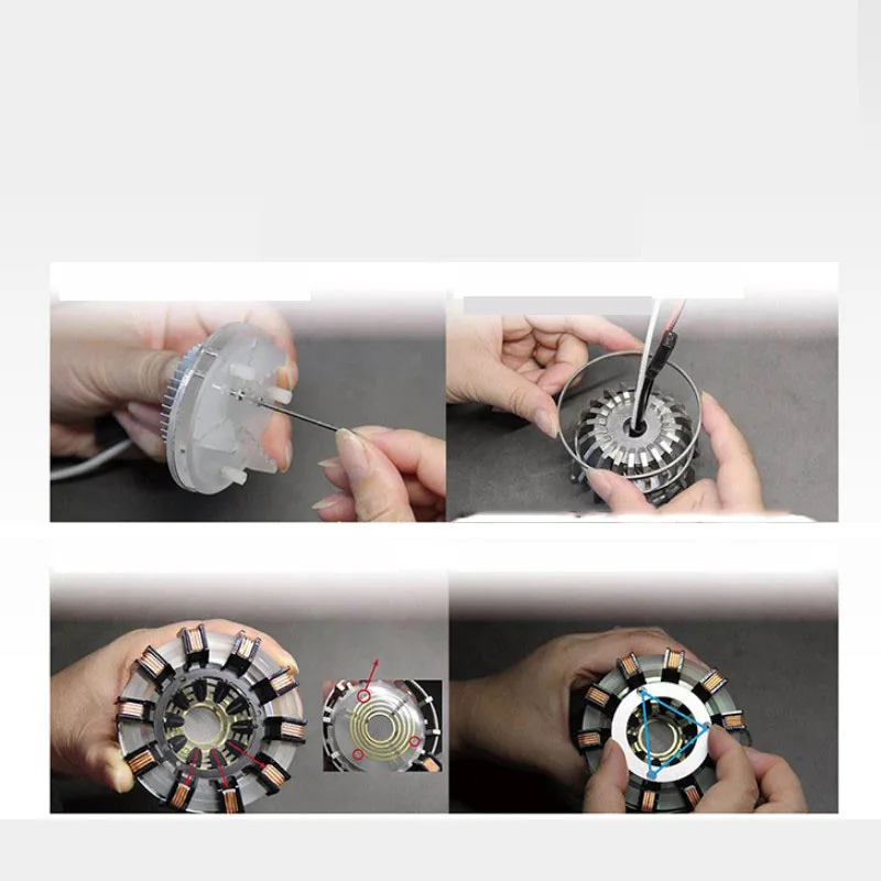 In Stock New Iron Man Cosplay Arc Reactor DIY Action Figure Toy Collection Model Assembled Lamp Toys for Children