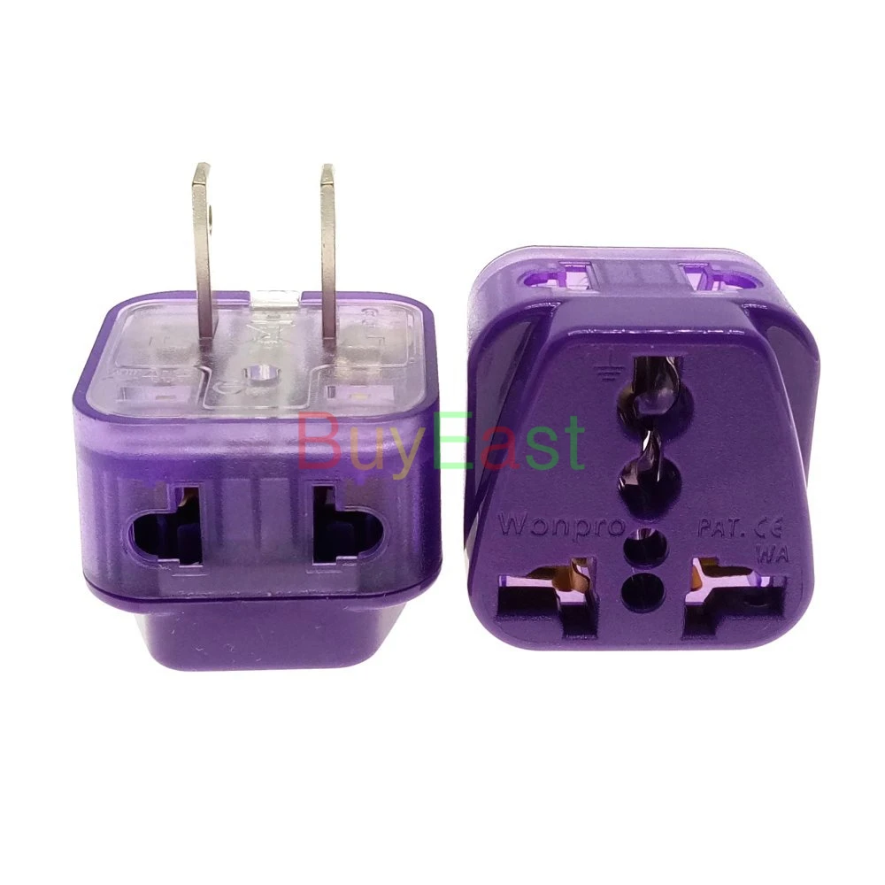 

(Pack 10) 2 IN 1 - Universal to US Canada Japan 2 Pin Electrical Plug Adapter Multi Outlet AC100~250V 10A WADB-6