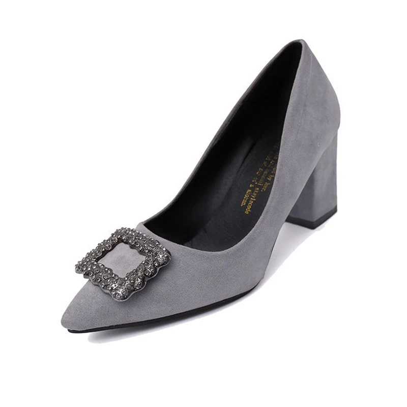 Женские туфли лодочки с острым носком на квадратном каблуке|Женские туфли| |