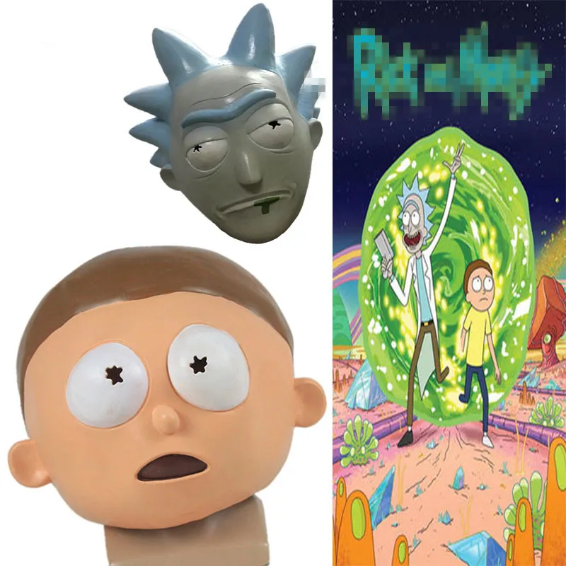 Аниме Рик костюмная маска косплей милые шлем Морти латекс смешное полное лицо