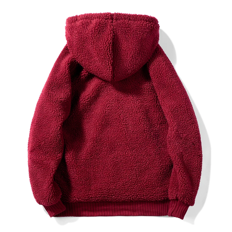

FOJAGANTO Men Solid Color Hoodies Winter Brand Men's Wild Drawstring Wool Hooded Sweatshirts Male Casual Thick Section Hoodie