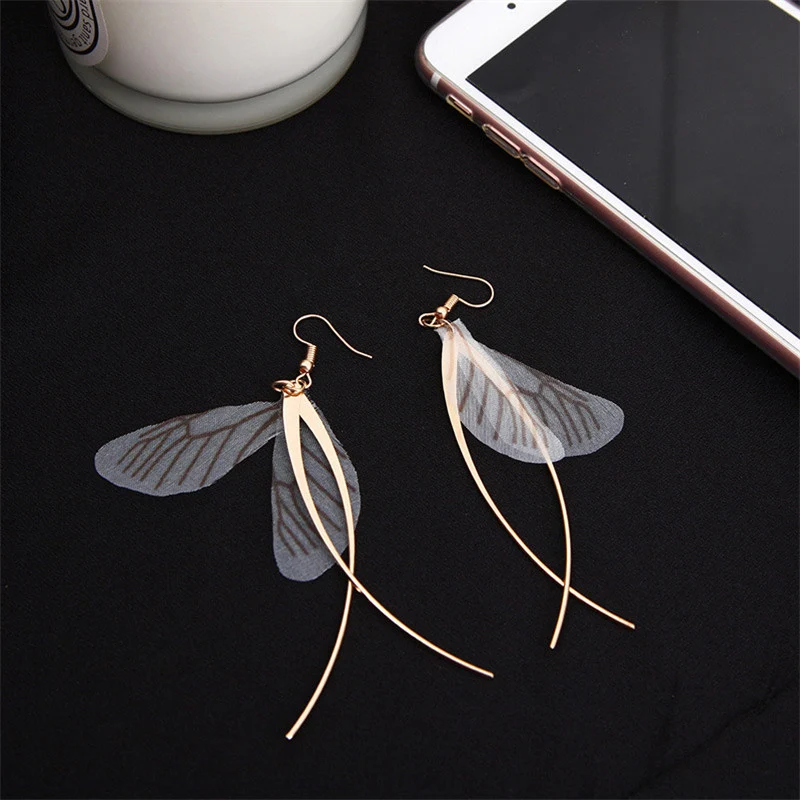 Серьги бижутерия модные богемные золотые стильные длинные серьги в виде розовых