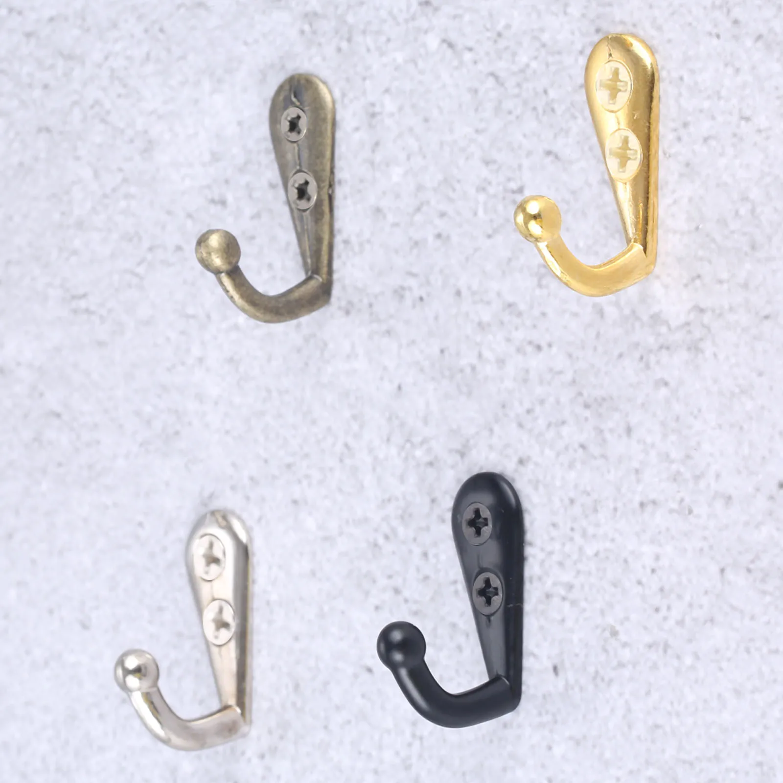 5sets Hooks Wall Mounted Hanger w/screws Black/Gold/Silver/Antique bronze Coat/Key/Bag/Towel/Hat Holder Decor Bathroom Kitchen