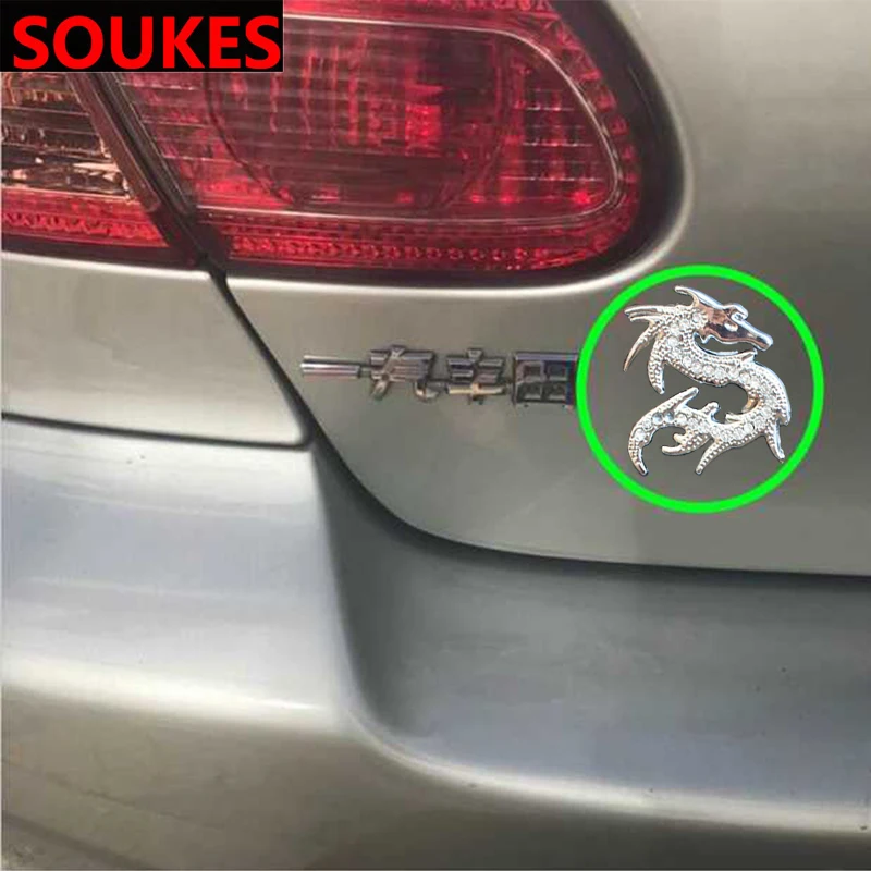3D Metal Diamond Dragon Car Styling Sticker For Mitsubishi Lancer 10 ASX Pajero X Ford Focus 2 3 Fiesta Citroen C4 C5 C3 | Автомобили и