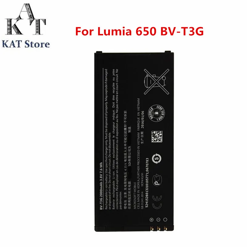 

BV-T3G 2000mAh Phone Battery Replacement For Nokia Microsoft Lumia 650 RM-1154 High Quality AAA