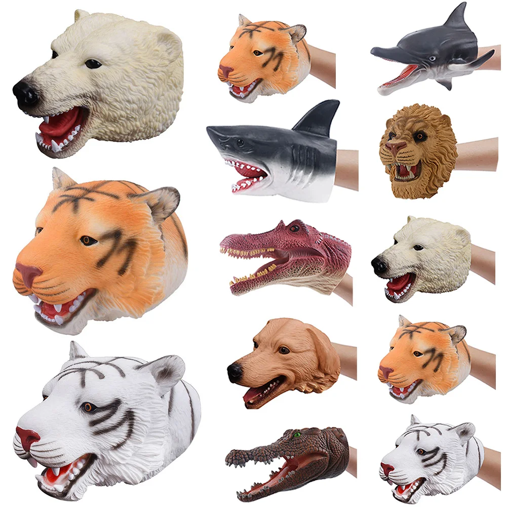 Role Play Soft Realistic Animals Toys Simulation Dinosaur Hand Puppets Children Kids Educational Rubber Baby Gloves Funny Dolls | Игрушки и