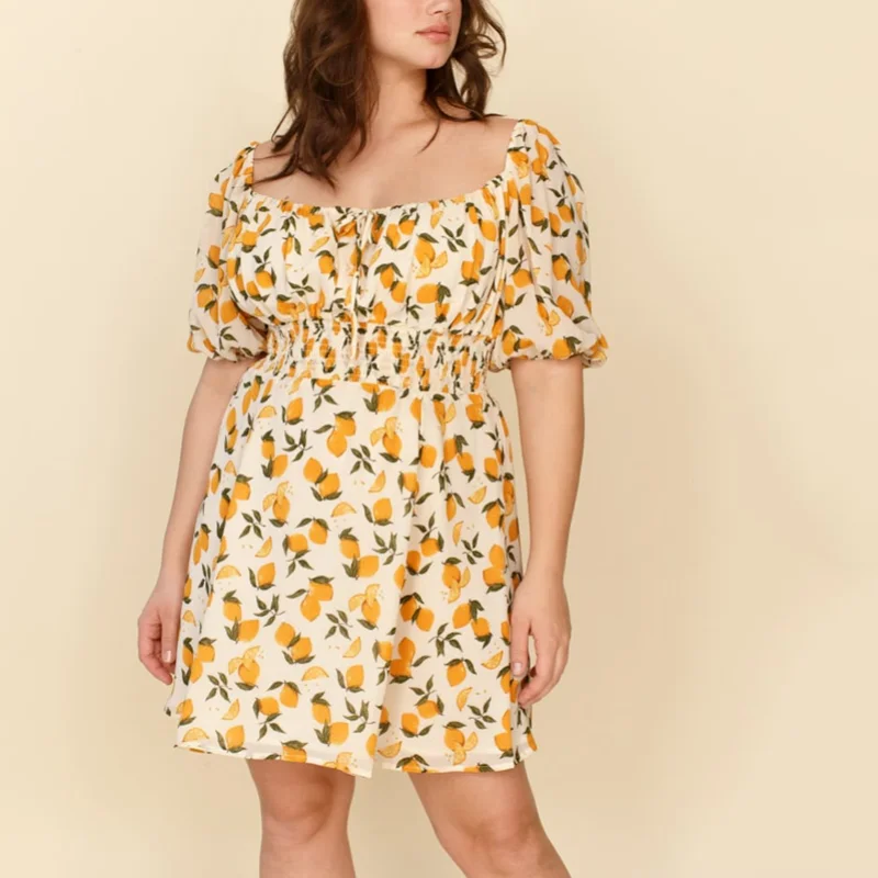 

Women Spring Vintage Off Shoulder Floral Dress Casual Short Sleeve Cascading Ruffles A Line Print Dress Female Party Vestidos