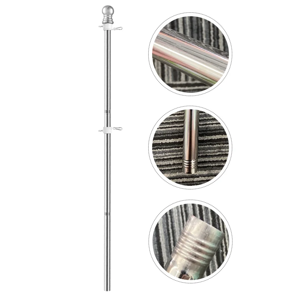 

Stainless Steel Wall Mount Flag Pole Rustproof Flagpole for Porch Yard (Silver)