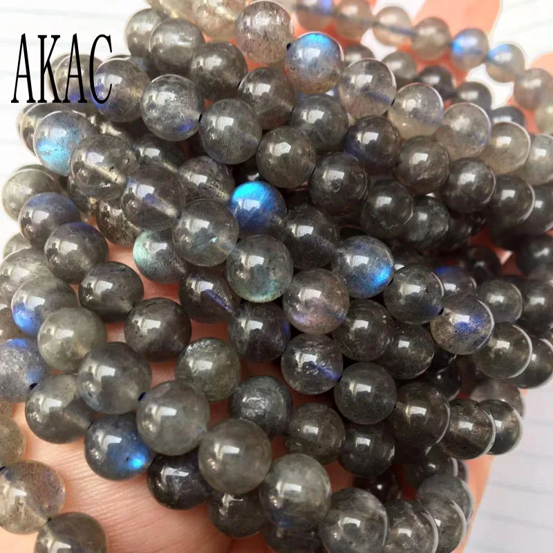 

3Bracelets Approx7.3-7.8mm 100% Natural gray labradorite gemstone bracelets smooth round beads for Jewelry making deisgn