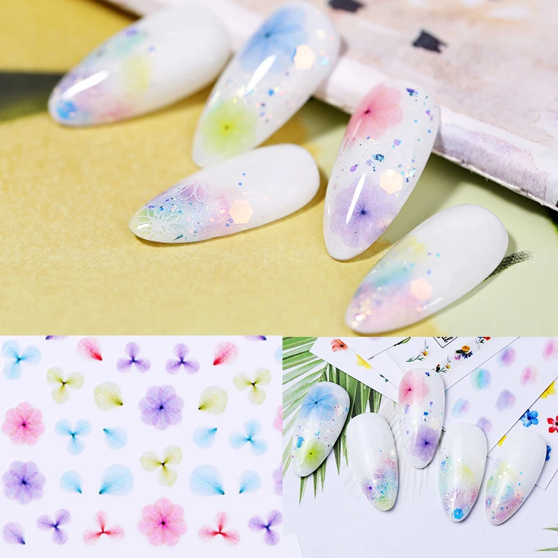 Цветы гортензии наклейки для ногтей переводные смешанные узорами дизайн бумаги
