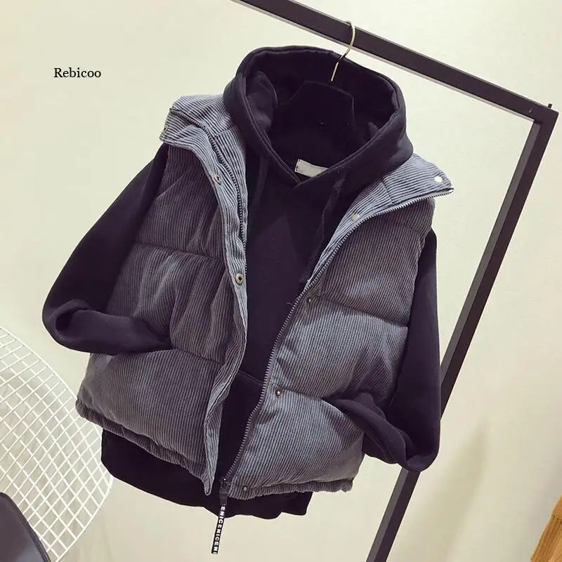 

Woman Jacket Vest Women's Cotton-Padded Vest Autumn Winter Corduroy Short Style Coat Chaleco Mujer