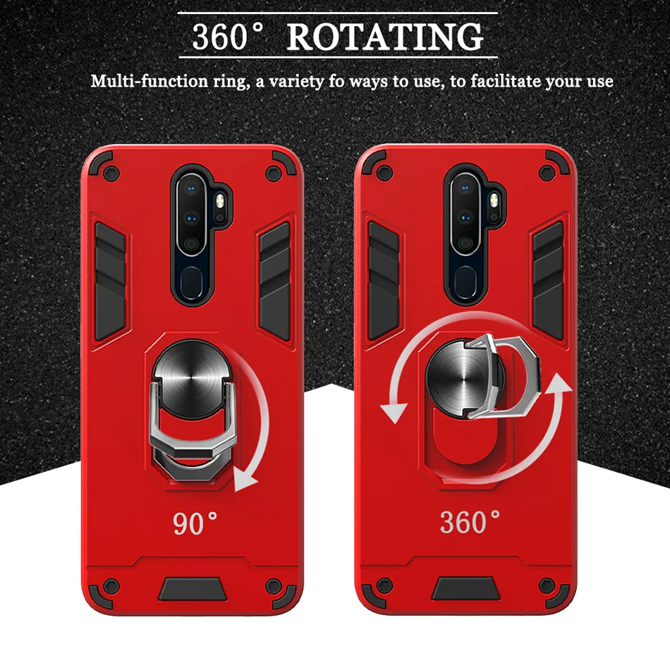 Роскошный чехол 2 в 1 для OPPO F11 Pro F9 A3S A5S A7 A37 A9 A5 2020 телефона Realme 3 3i 5 XT X2 Reno с кольцом