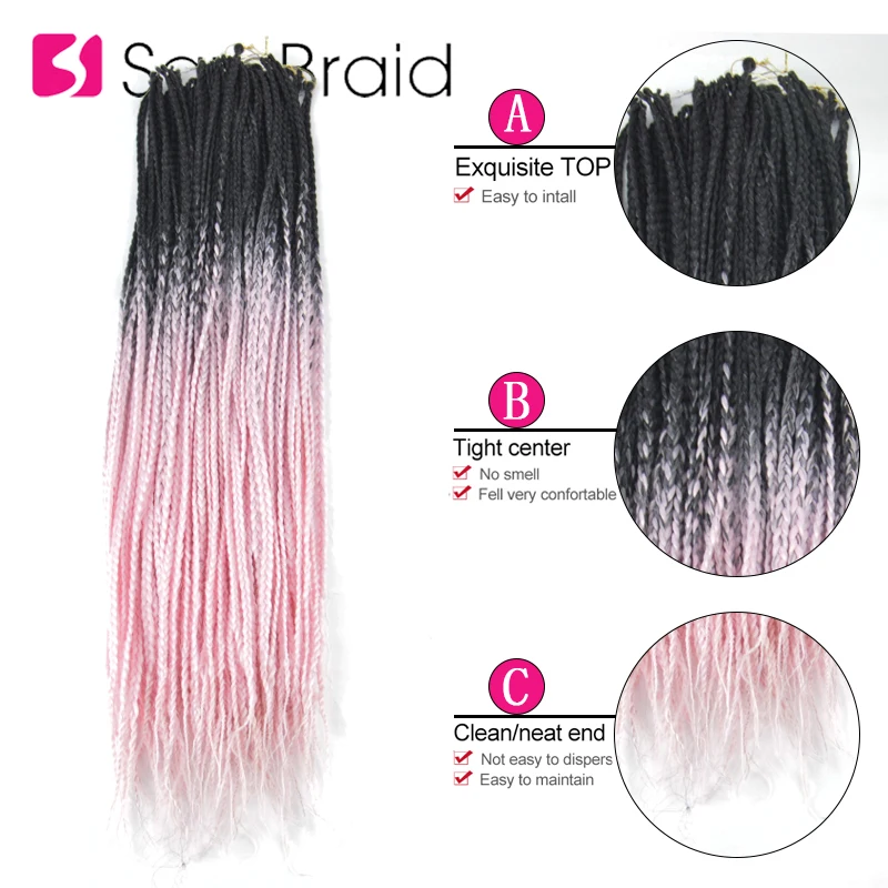 Косички для вязания крючком SAMBRAID 24 дюйма Омбре синтетические косички