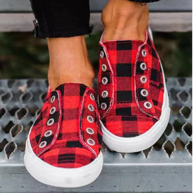 Весенние женские кроссовки в клетку Ребристые повседневные туфли на плоской