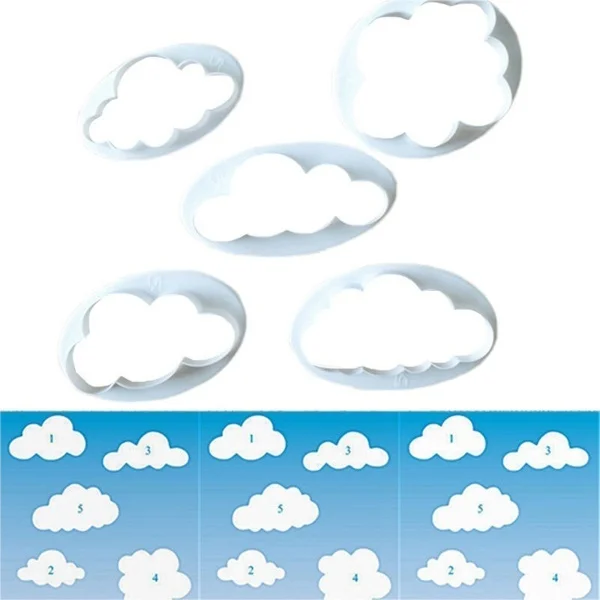 

5Pcs/set Fondant Cutter Cloud Plastic Cake/cookie/buscuit Cutter Fondant Mold Fondant Cake Decorating Tools Sugar craft