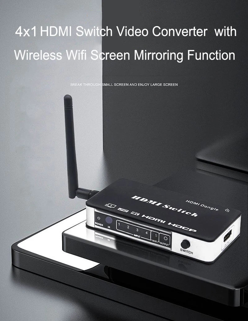 4x1 HDMI переключатель видео преобразователь ТВ-Стик Беспроводной Wi-Fi адаптер
