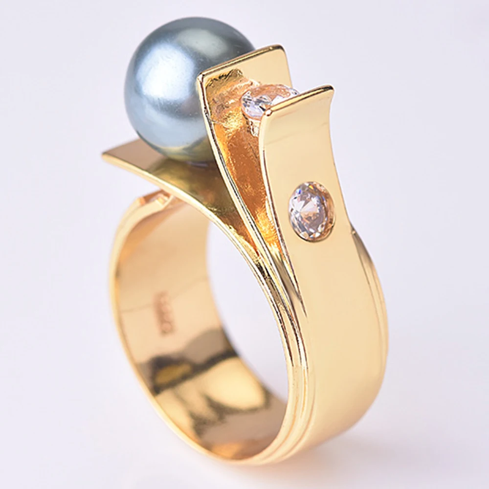 Медное кольцо зеленый жемчуг модное ювелирное женское женские аксессуары