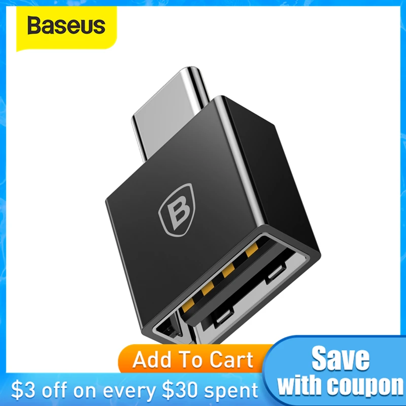 Адаптер OTG Baseus с Type C на USB для устройств Android 2.4A черный|baseus type c|otg usb adapterbaseus c |
