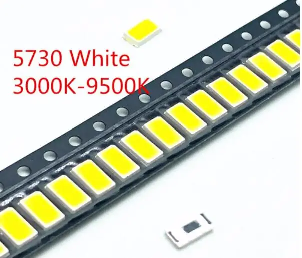 

5630 5730-CW WW 0.5W-150Ma 50-55lm White Light 3000K 4000K 6000K 95000K SMD 5730 5630 LED 5730 diodes 3.2 - 3.4V light-emitting