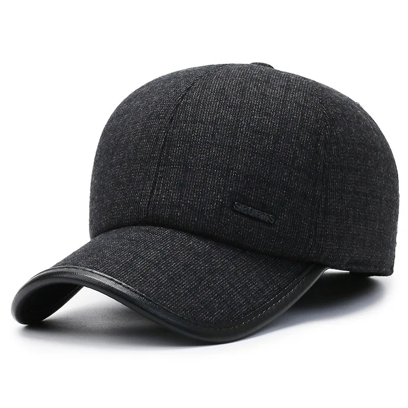 

High Quality Men's Winter Cap Earflaps Thick Lattice Autumn Trucker Hat Women's Baseball Caps Male Snapback Caps 2021 New