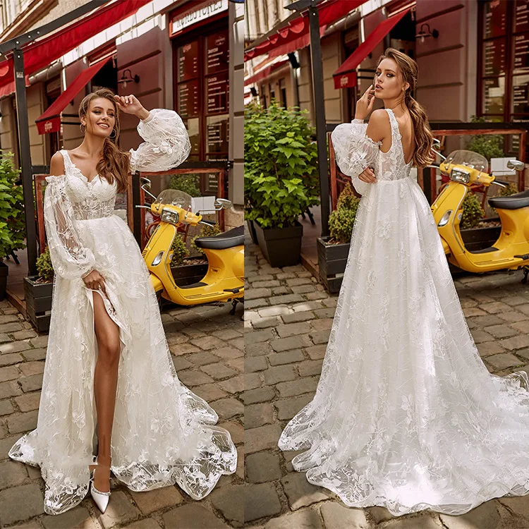 

Bohemian Style Evening Dresses Long Woman Gown Robe De Soir Parties Vintage Bride Dress Prom Party Gowns Hi Shy Bridal