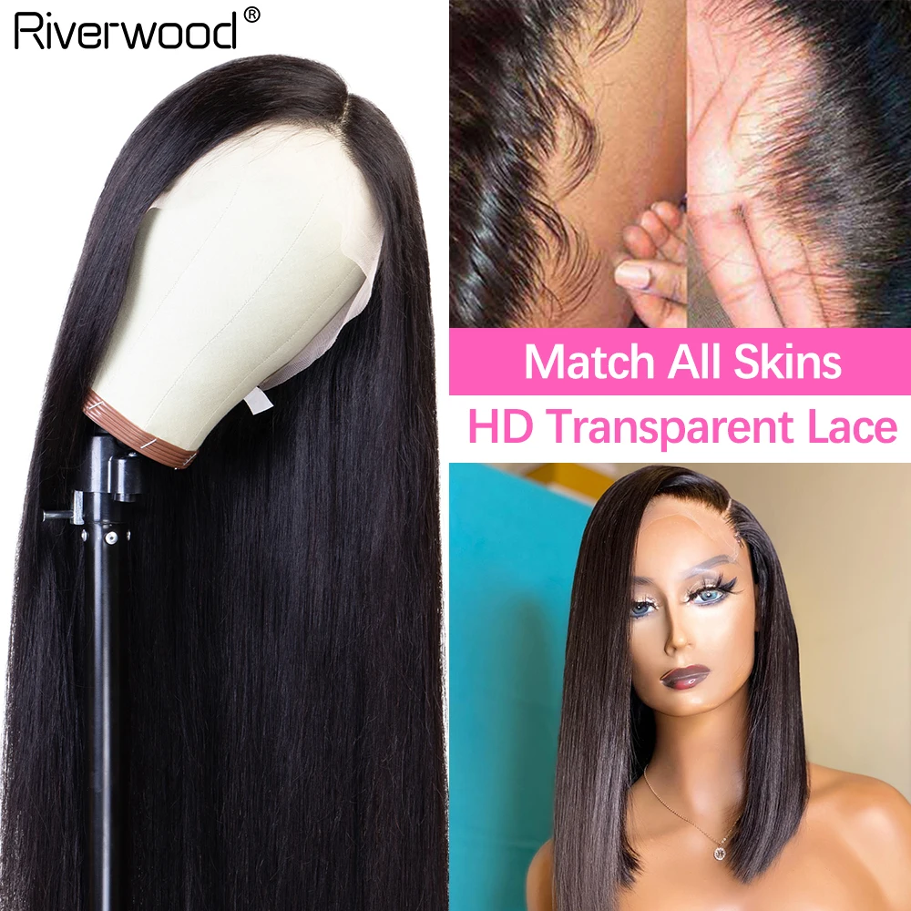 Прямые парики из человеческих волос на сетке спереди 180% плотность ривервуд 8-26