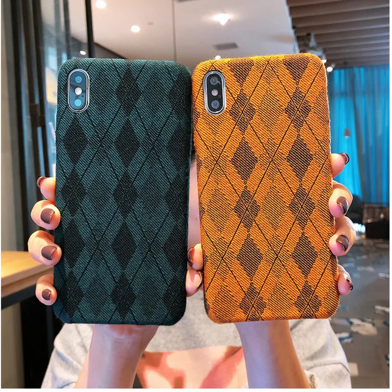 Ретро клетчатый чехол для iPhone 6 6S 7 8 plus x XR XS 11 Pro Max роскошный плюшевый силиконовый
