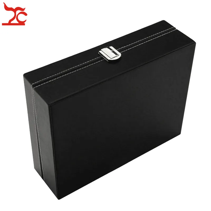 10 Slots Grid Black PU Leather Watch Case Jewelry Wristwatch Bracelet Storage Organizer Box Locked Caixa Para Relogio | Всё для