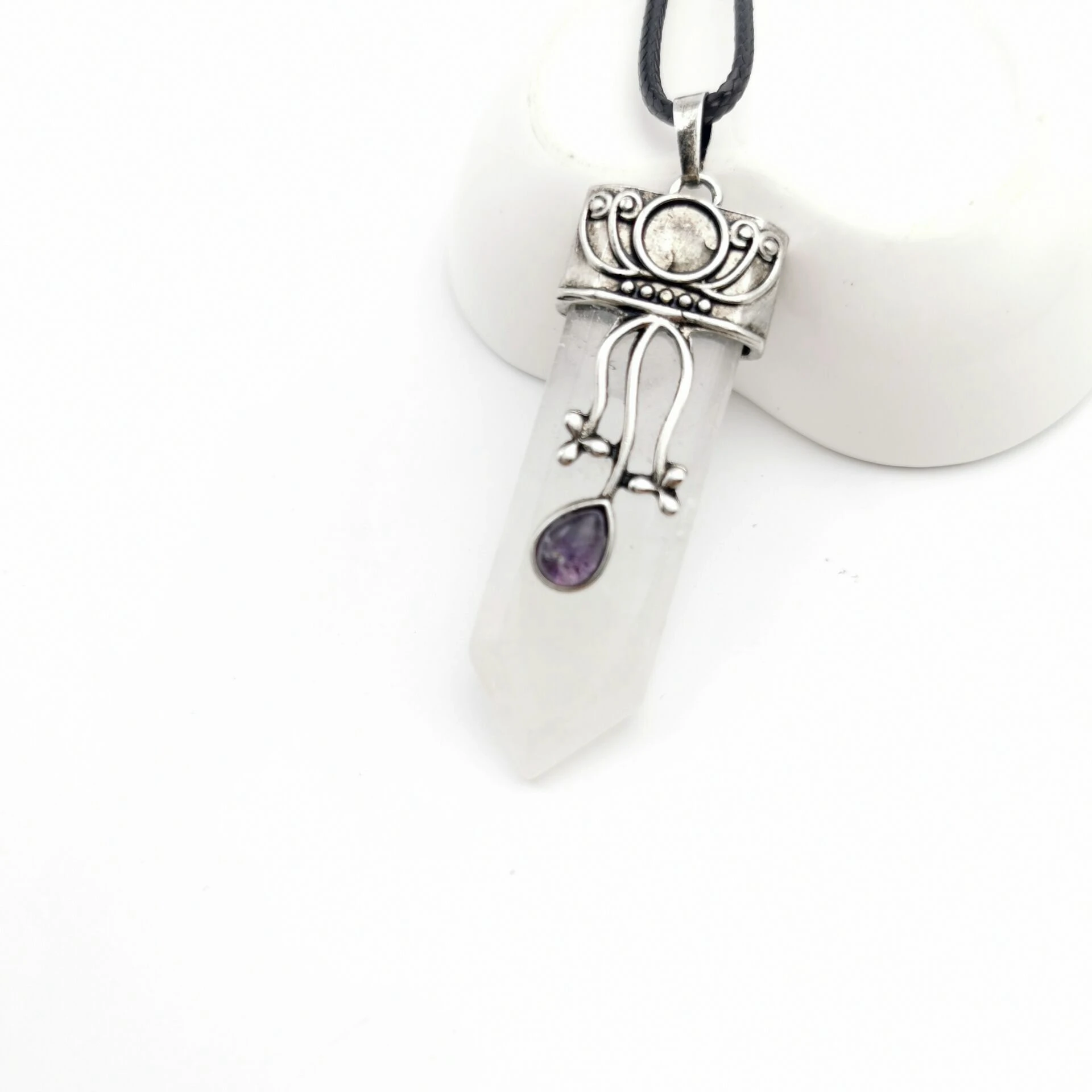 Reiki Natural Gem Stone Sword Pendants Pendulums Labradorite Pink Quartz Lapis Lazuli Black Obsidian Tiger Eye Jewelry 1PCS - Окраска металла: 4
