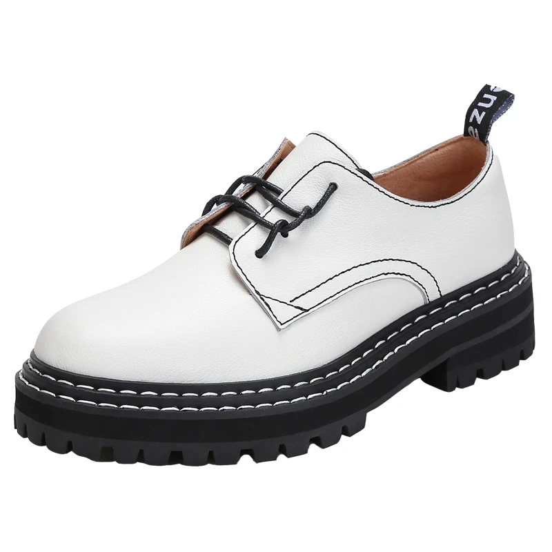 Mobetty/Кожаные броги на плоской подошве Повседневные кроссовки толстой со