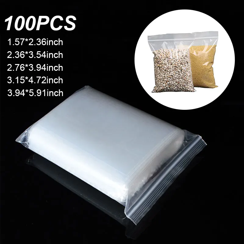 100 шт./лот кухонная прозрачная сумка на молнии многоразовая для хранения