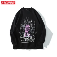 atsunny wpower up hip hop knitted hoodie gothic anime girl oversize hoodies pullover autumn and winter clothes sweatshirt